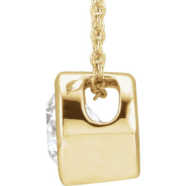 14K 3/4 CT Lab-Grown Diamond Solitaire Necklace 16-18" Adjustable Chain