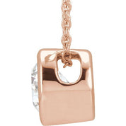 14K 3/4 CT Lab-Grown Diamond Solitaire Necklace 16-18" Adjustable Chain
