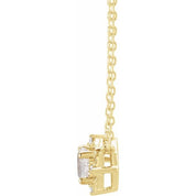 14K Yellow  Lab-Grown White Sapphire & .04 CTW Natural Diamond Halo-Style 18" Necklace
