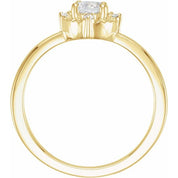14K Yellow Lab-Grown White Sapphire & .04 CTW Natural Diamond Halo-Style Ring