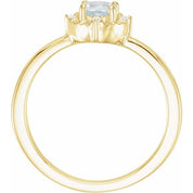 14K Yellow Natural Aquamarine & .04 CTW Natural Diamond Halo-Style Ring