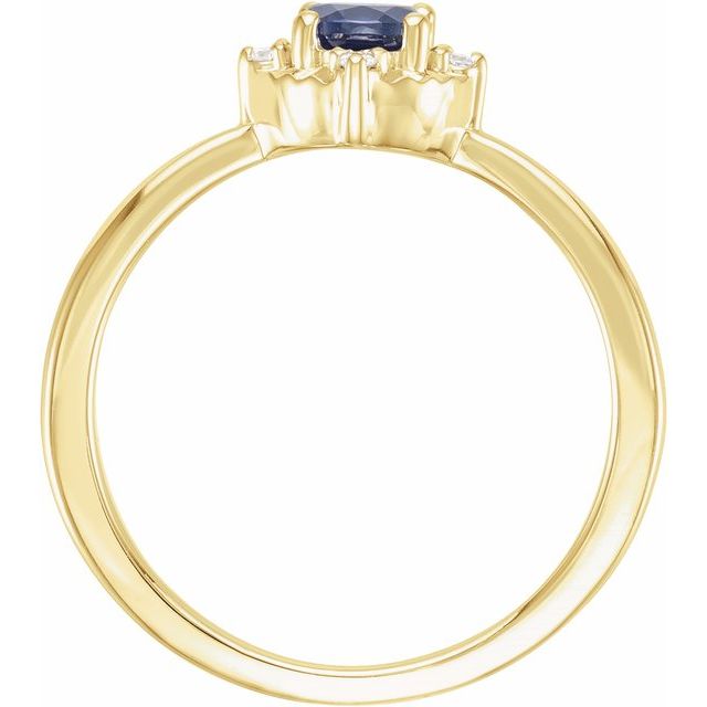 14K Yellow Lab-Grown Blue Sapphire & .04 CTW Natural Diamond Halo-Style Ring