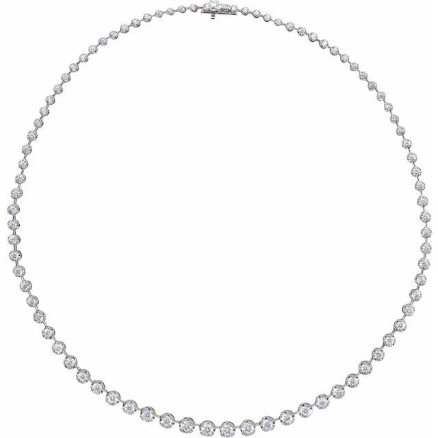 14K White Lab-Grown Diamond Line Necklace 6 3/4 CTW - Elegant Jewelry by LG101