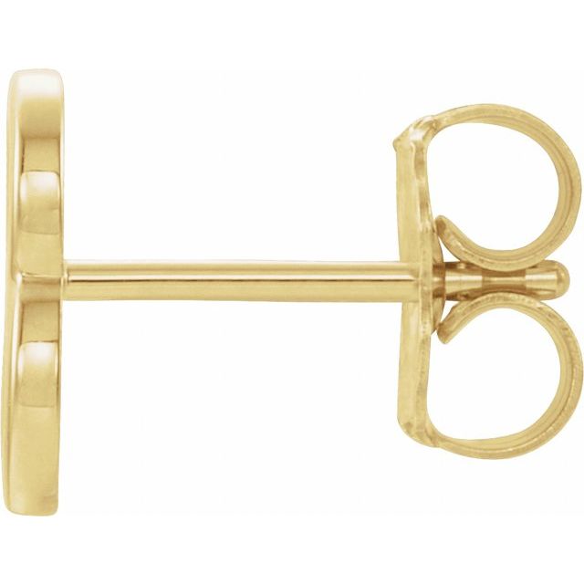 14K Yellow Single Initial B Earring