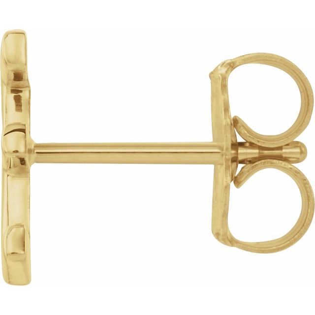 14K Yellow Single Initial E Earring