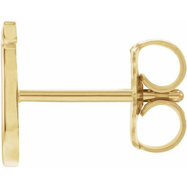14K Yellow Single Initial J Earring