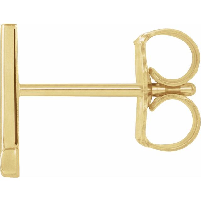 14K Yellow Single Initial L Earring