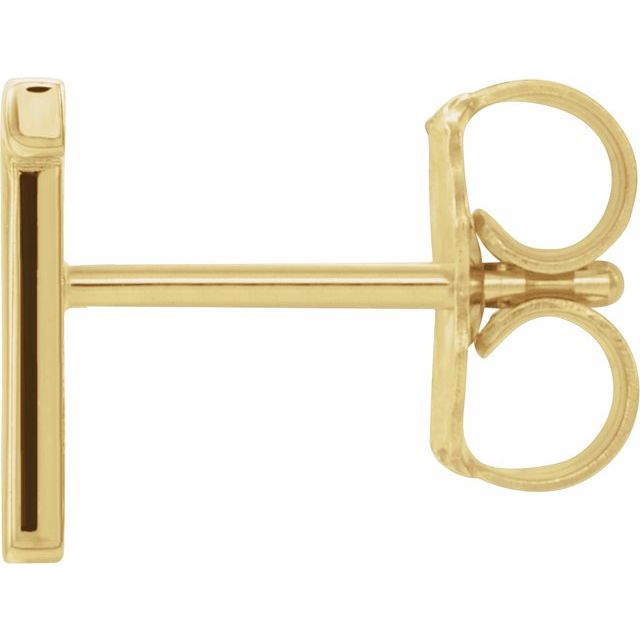 14K Yellow Single Initial T Earring