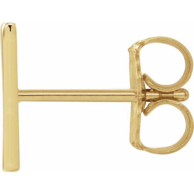 14K Yellow Single Initial V Earring