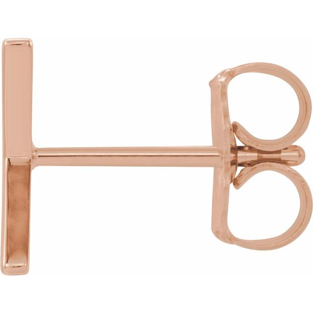 14K Rose Single Initial X Earring