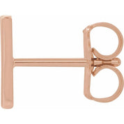 14K Rose Single Initial W Earring