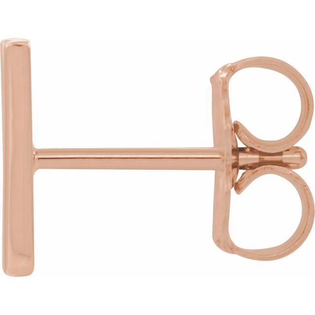 14K Rose Single Initial W Earring