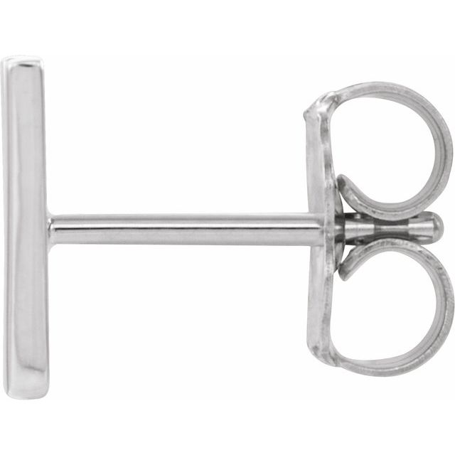 14K White Single Initial W Earring
