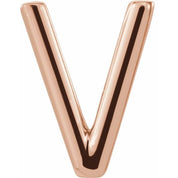 14K Rose Single Initial V Earring
