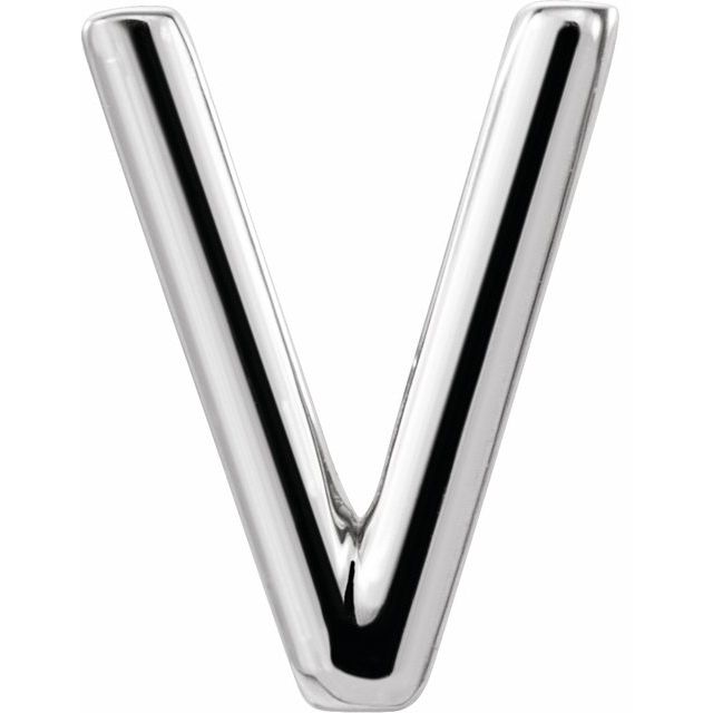 Platinum Single Initial V Earring