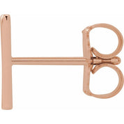 14K Rose Single Initial V Earring