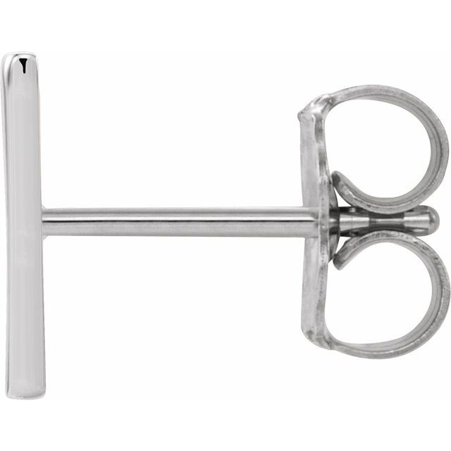 Platinum Single Initial V Earring