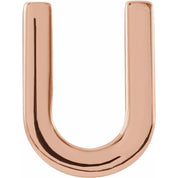 14K Rose Single Initial U Earring