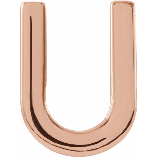 14K Rose Single Initial U Earring