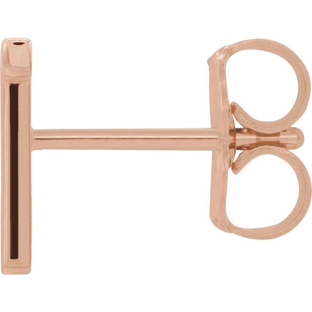 14K Rose Single Initial T Earring