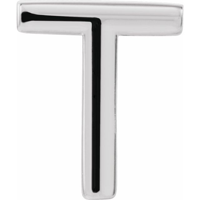 Platinum Single Initial T Earring