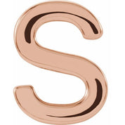 14K Rose Single Initial S Earring