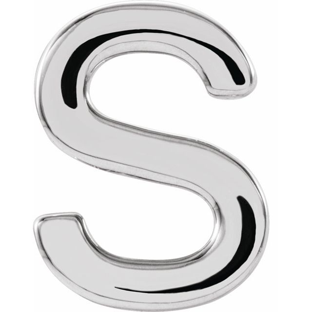 14K White Single Initial S Earring