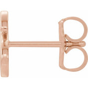 14K Rose Single Initial S Earring