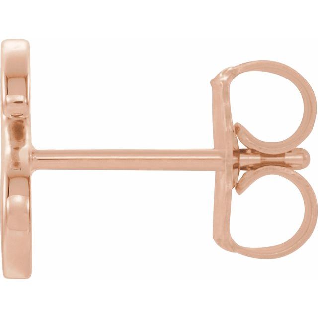 14K Rose Single Initial S Earring