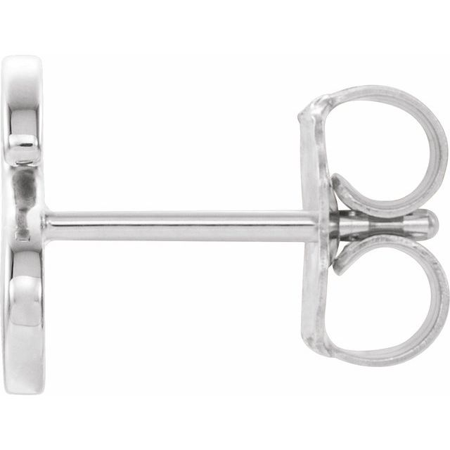 14K White Single Initial S Earring
