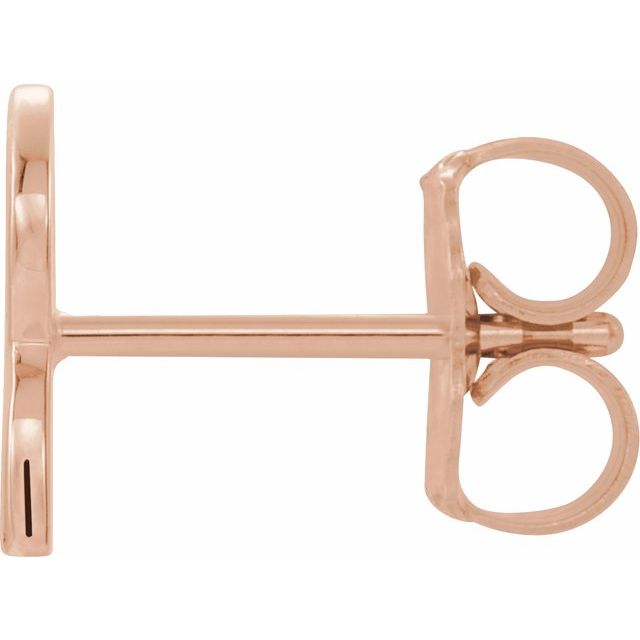 14K Rose Single Initial R Earring