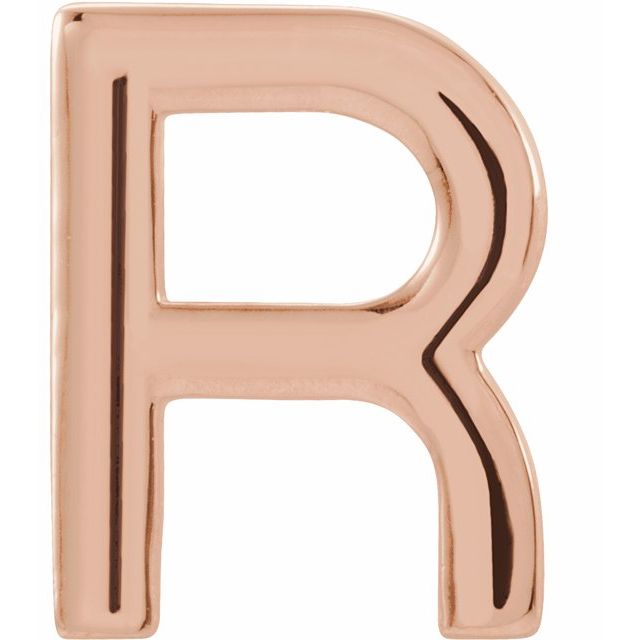 14K Rose Single Initial R Earring
