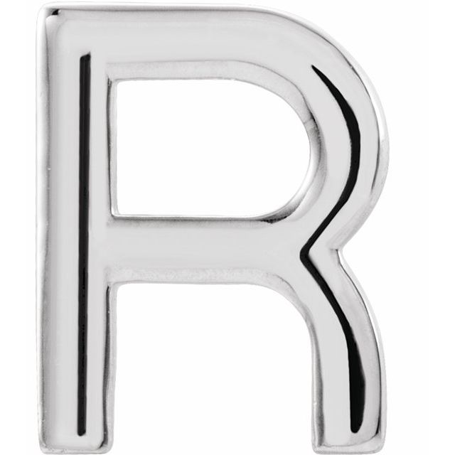 Platinum Single Initial R Earring