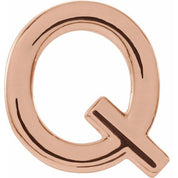 14K Rose Single Initial Q Earring