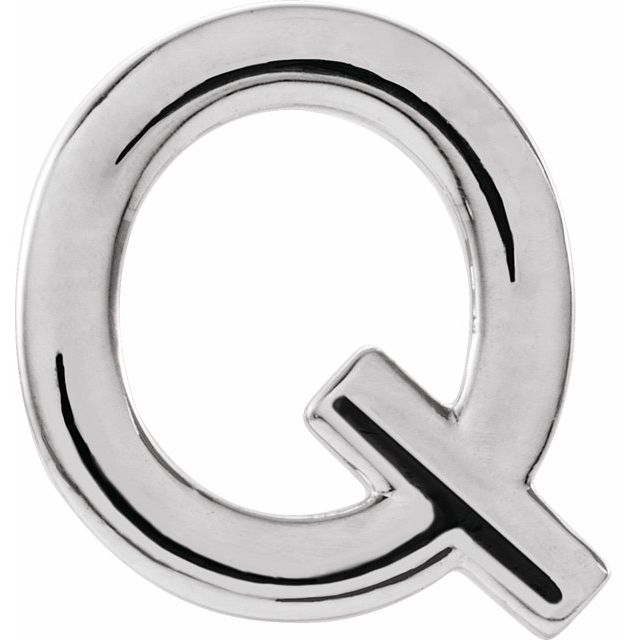 Platinum Single Initial Q Earring