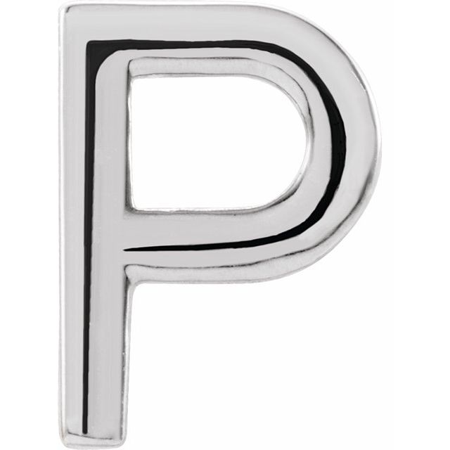 Platinum Single Initial P Earring