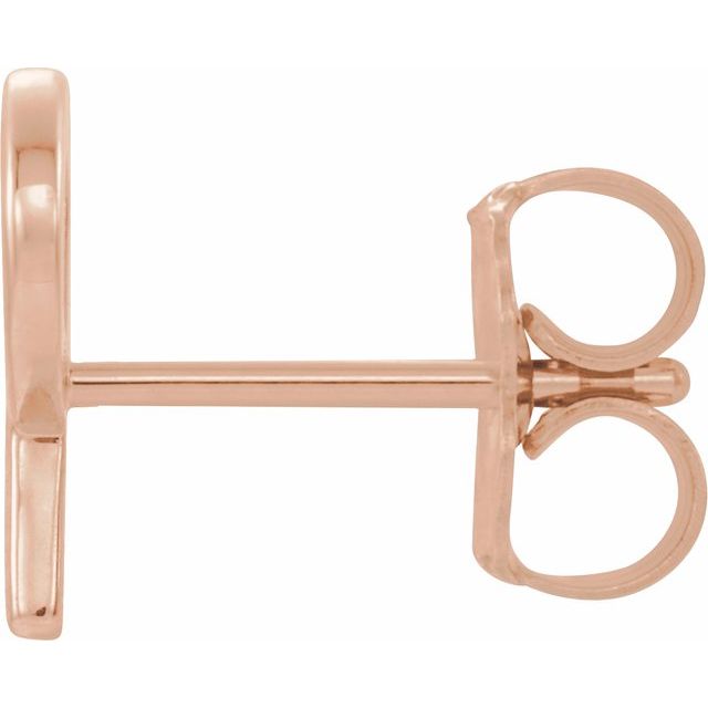 14K Rose Single Initial P Earring