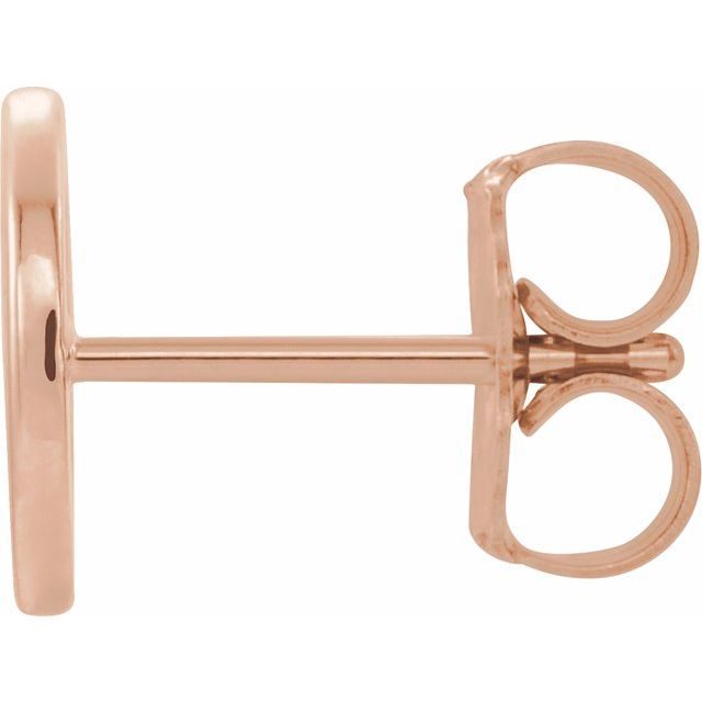 14K Rose Single Initial O Earring