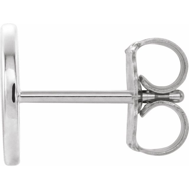 14K White Single Initial O Earring