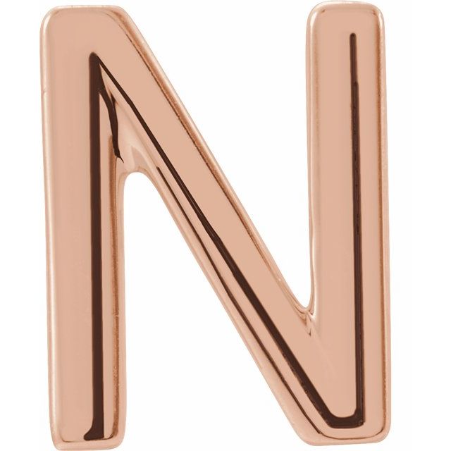 14K Rose Single Initial N Earring