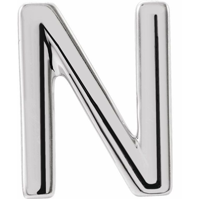 Platinum Single Initial N Earring