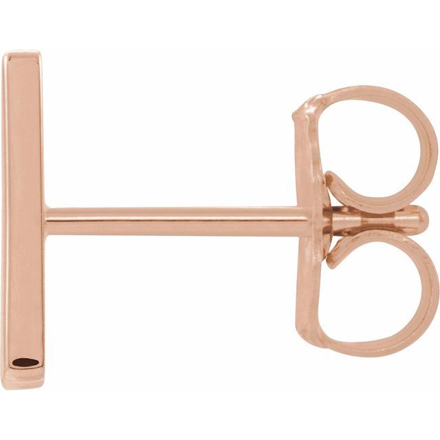 14K Rose Single Initial N Earring