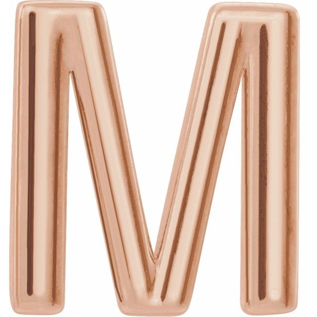 14K Rose Single Initial M Earring