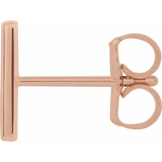 14K Rose Single Initial M Earring