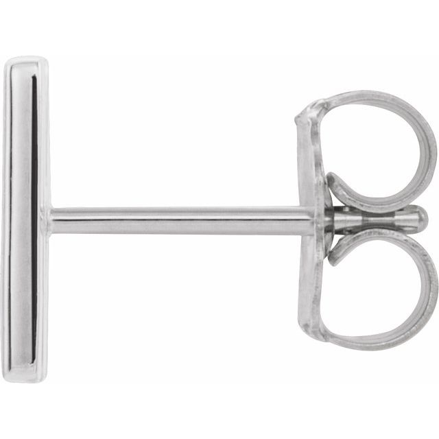 14K White Single Initial M Earring