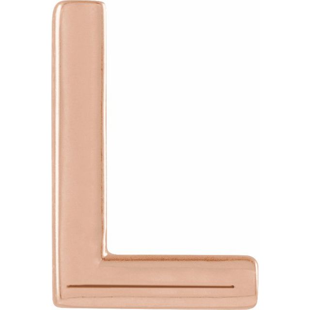 14K Rose Single Initial L Earring