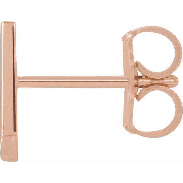 14K Rose Single Initial L Earring