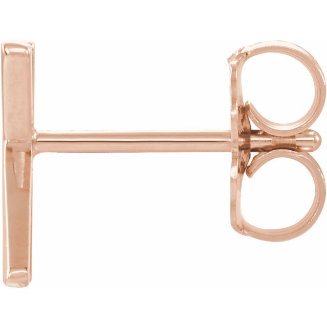14K Rose Single Initial K Earring