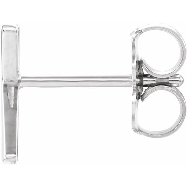 14K White Single Initial K Earring