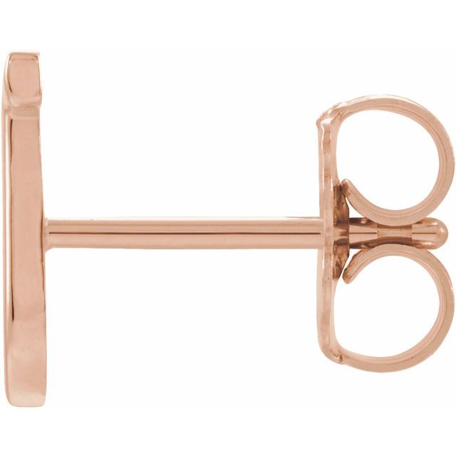 14K Rose Single Initial J Earring